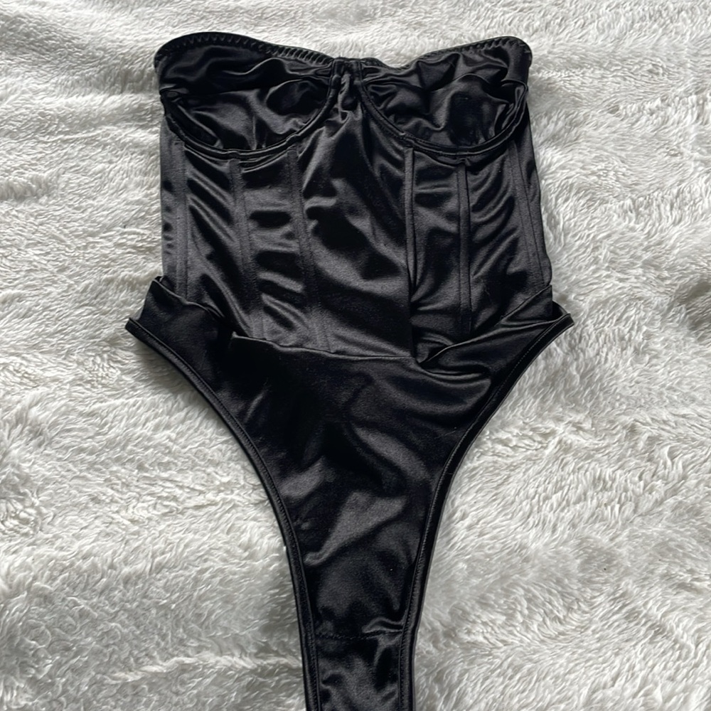 Shein size medium black corset bodysuit.